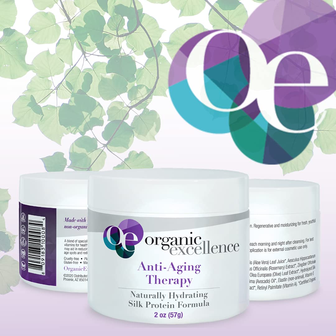 Organic Excellence Organic Moisturizer Face Cream, All Natural Face Moisturizer with Silk Protein to Hydrate, Nourish Protect Skin and Promote Collagen Production Non-Toxic & Fragrance-Free 2 oz - TrustMedUSA