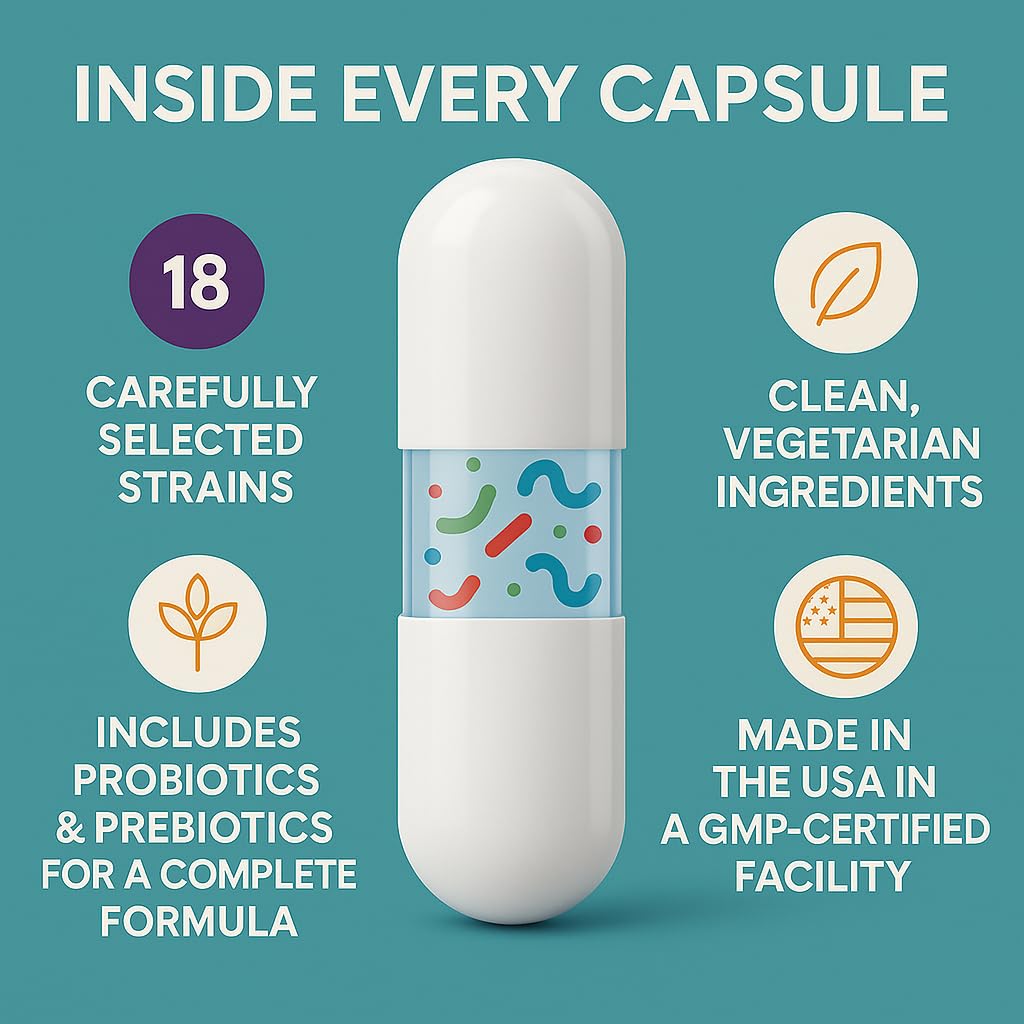 Organic Excellence Probiotics for Women – 30 Billion CFU 18 Strains Prebiotics & Sporebiotics – Gut, Vaginal, Digestive, Immune & Urinary Tract Support – 30 Capsules - TrustMedUSA