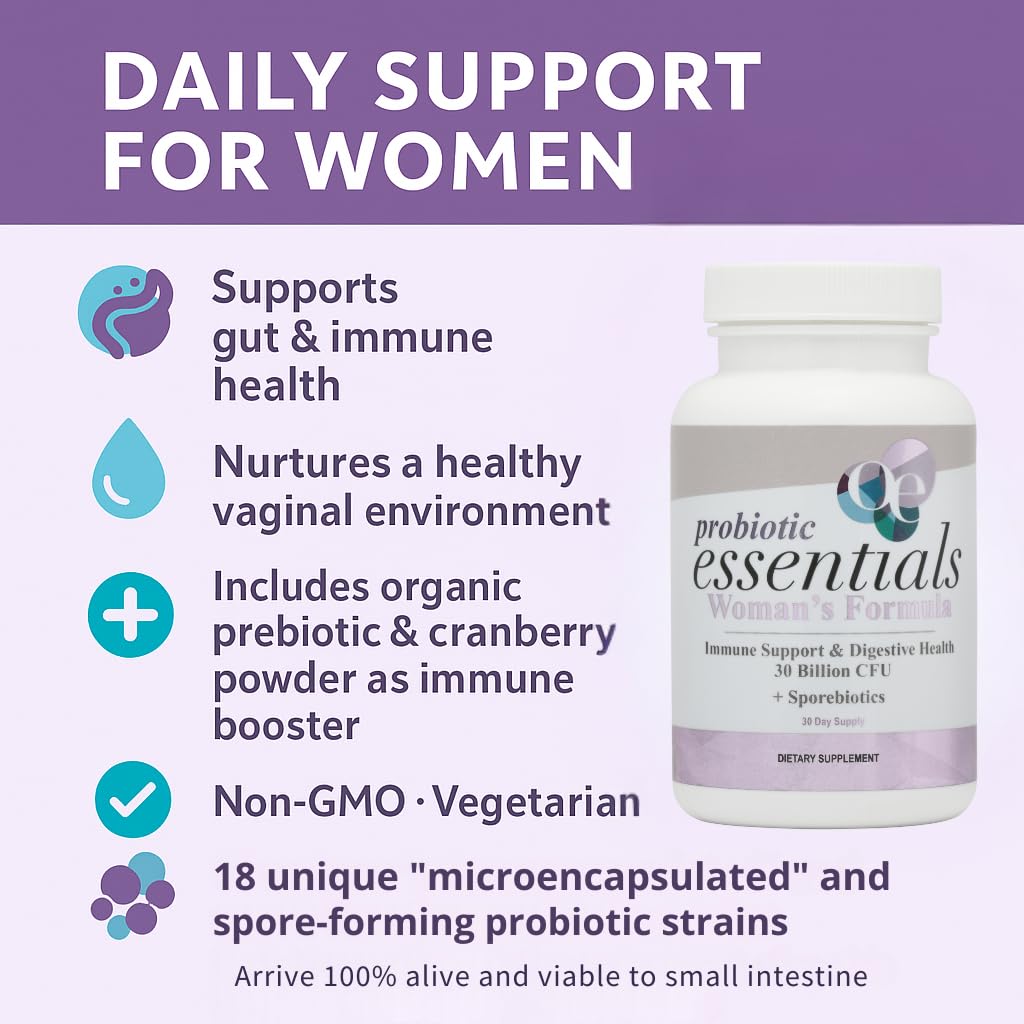 Organic Excellence Probiotics for Women – 30 Billion CFU 18 Strains Prebiotics & Sporebiotics – Gut, Vaginal, Digestive, Immune & Urinary Tract Support – 30 Capsules - TrustMedUSA