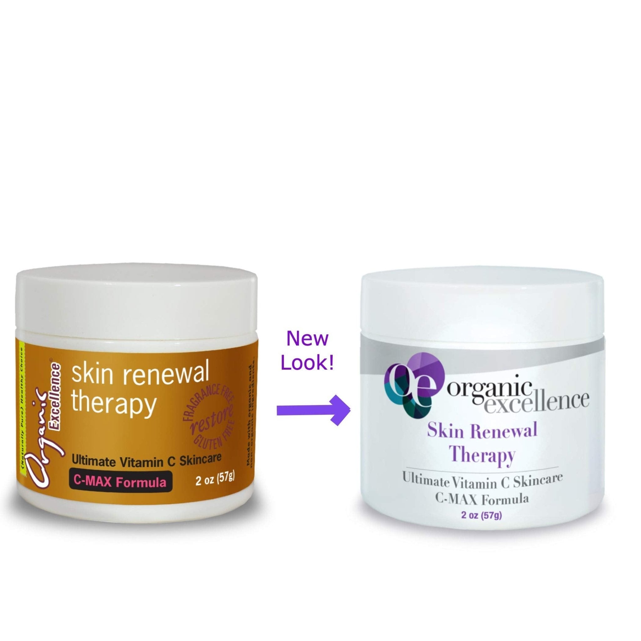 Organic Excellence Skin Renewal Therapy, Vitamin C Face & Neck Cream, Moisturizer to Stimulate Collagen Production and Increase Skin Cell Renewal, Organic Natural Non-Toxic Cruelty-Free 2 oz (57g) - TrustMedUSA