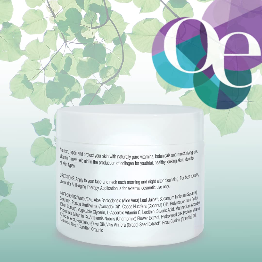 Organic Excellence Skin Renewal Therapy, Vitamin C Face & Neck Cream, Moisturizer to Stimulate Collagen Production and Increase Skin Cell Renewal, Organic Natural Non-Toxic Cruelty-Free 2 oz (57g) - TrustMedUSA