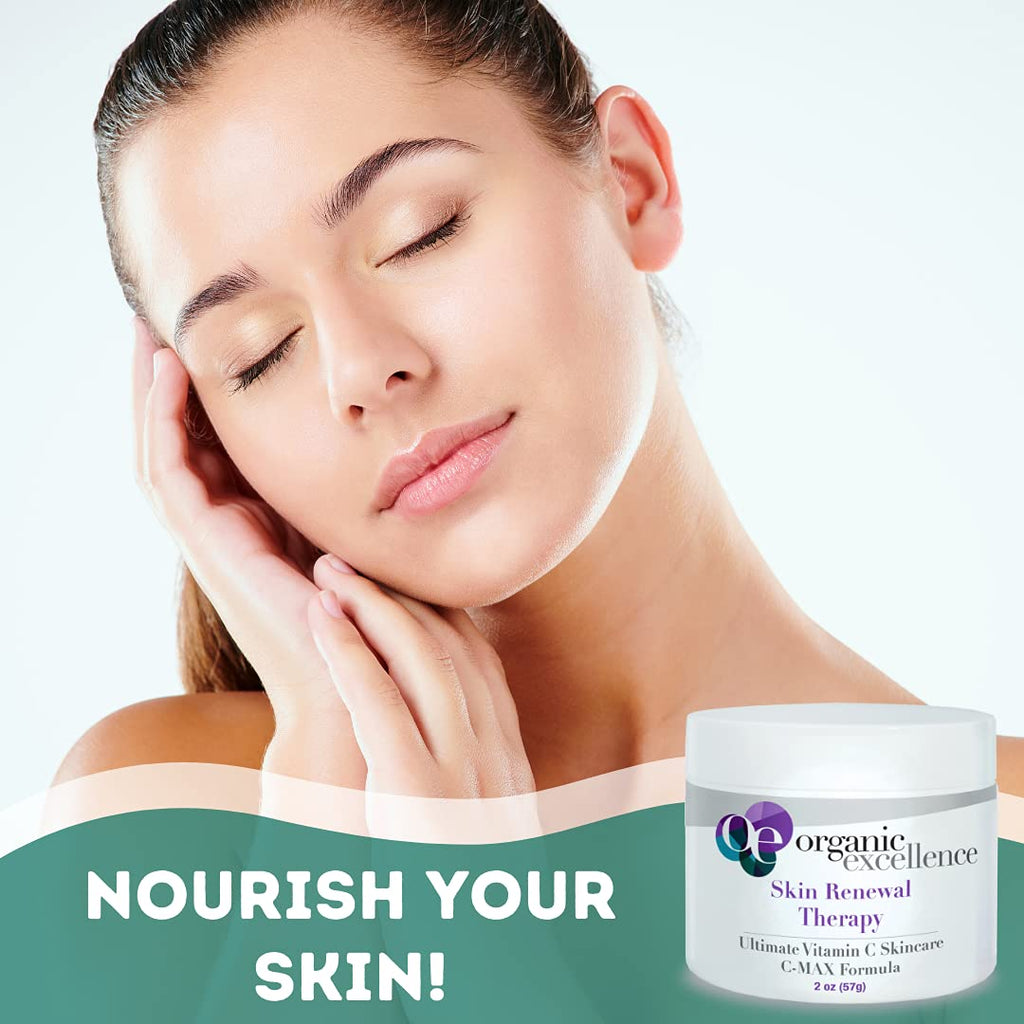Organic Excellence Skin Renewal Therapy, Vitamin C Face & Neck Cream, Moisturizer to Stimulate Collagen Production and Increase Skin Cell Renewal, Organic Natural Non-Toxic Cruelty-Free 2 oz (57g) - TrustMedUSA