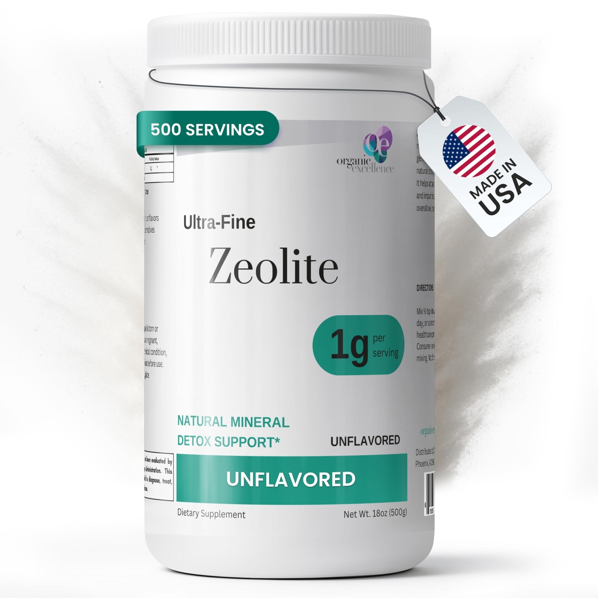 Organic Excellence Zeolite Clinoptilolite Powder – Pure Micronized Mineral Supplement – Supports Gut Health, Cleansing Support & Internal Balance – Non-GMO, Vegan – 500 Servings - TrustMedUSA
