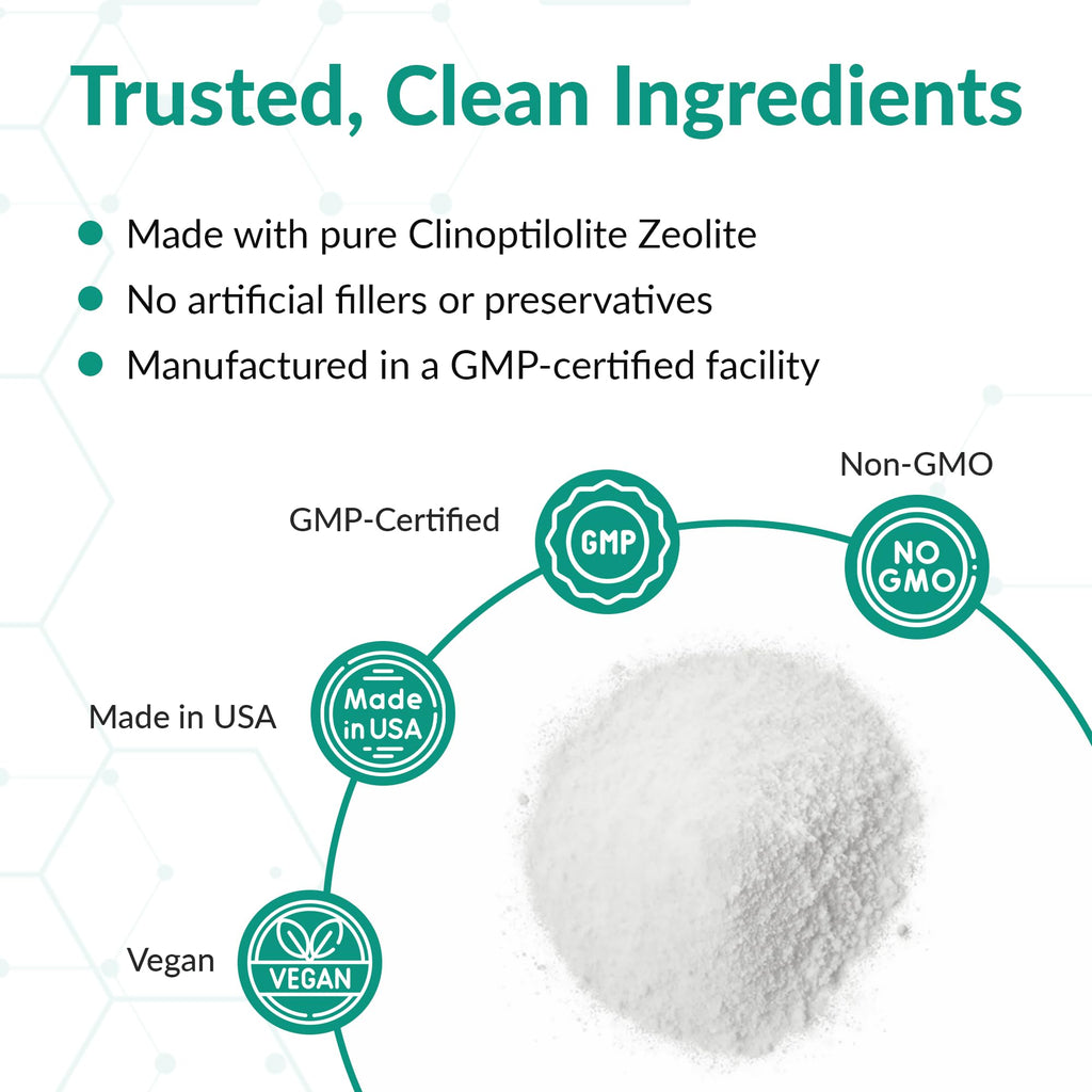 Organic Excellence Zeolite Clinoptilolite Powder – Pure Micronized Mineral Supplement – Supports Gut Health, Cleansing Support & Internal Balance – Non-GMO, Vegan – 500 Servings - TrustMedUSA