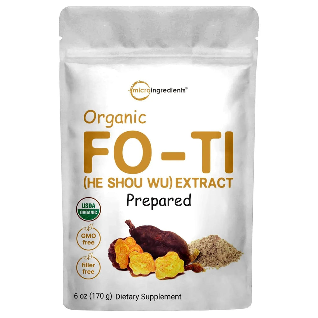 Organic He Shou Wu, Pure Fo Ti Extract Powder, 6 Ounce, Prepared Foti Steaming - TrustMedUSA