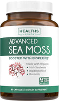 Organic Irish Sea Moss Capsules - Organic Sea Moss Capsules with Bladderwrack Burdock Root and Black Pepper Extract for Enhanced Absorption - Vegan Non-GMO & Made in the USA (1 Month Supply) - TrustMedUSA