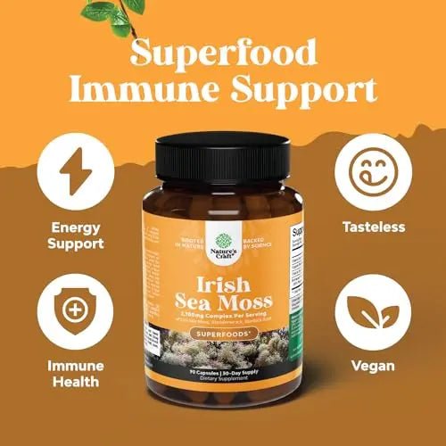 Organic Irish SeaMoss Capsules - Sea Moss and Bladderwrack Capsules with Burdock - TrustMedUSA