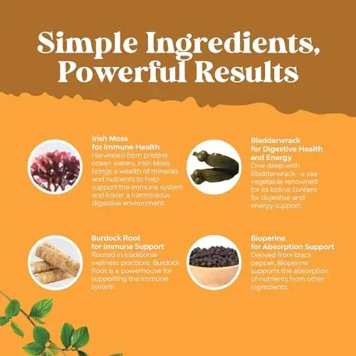 Organic Irish SeaMoss Capsules - Sea Moss and Bladderwrack Capsules with Burdock - TrustMedUSA