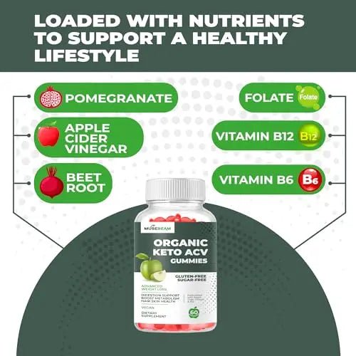 Organic Keto ACV Gummies Advanced Weight Loss - Gluten & Sugar Free Belly Fat Burner - TrustMedUSA