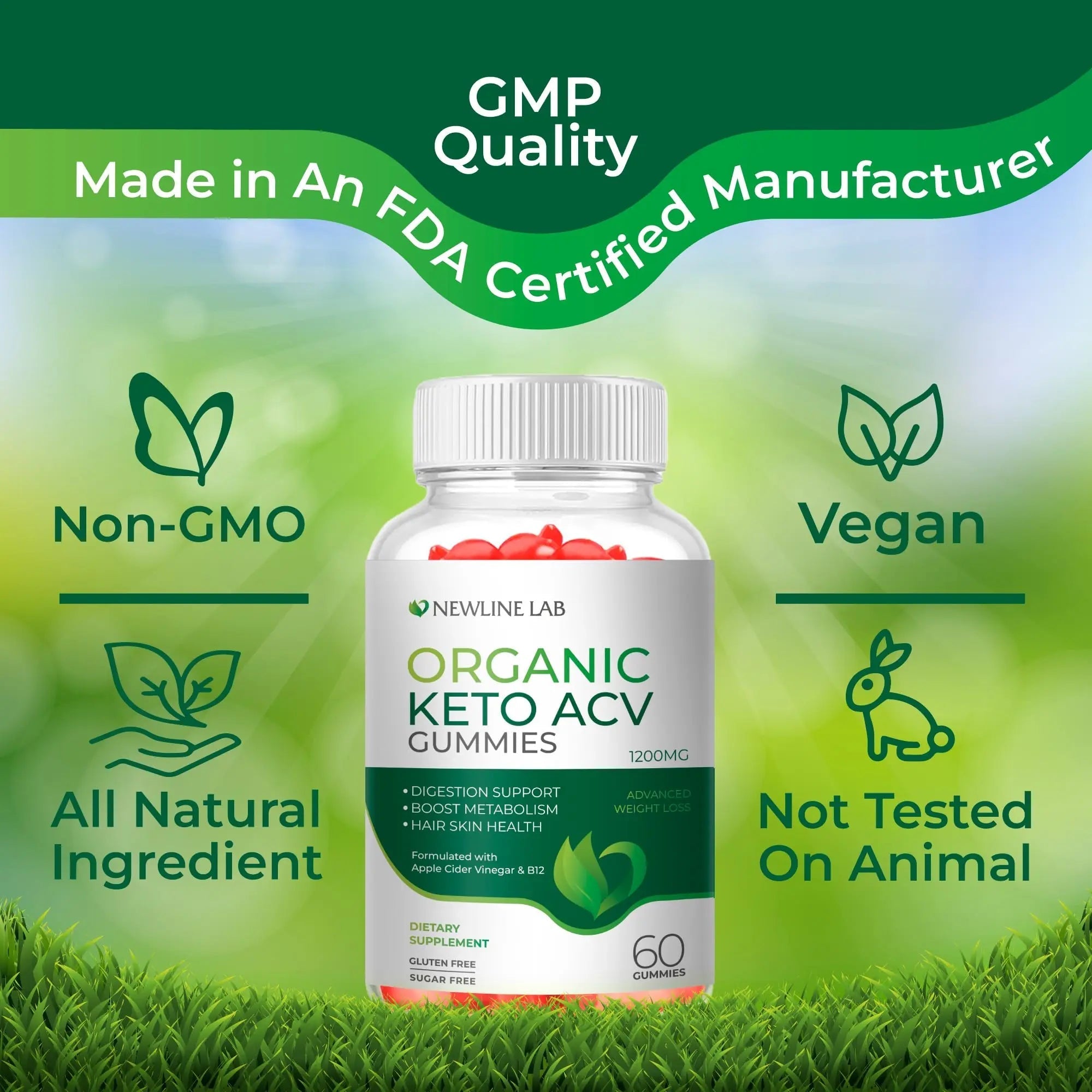 Organic Keto ACV Gummies for Advanced Weight Loss Fat Burn - Sugar Gluten Free Apple - TrustMedUSA