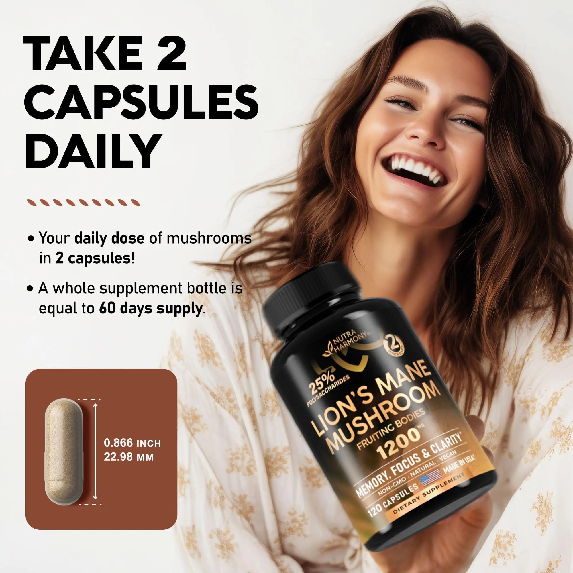 Organic Lions Mane - Certified Mushroom Supplement - Made in USA - Fruiting Bodies - TrustMedUSA