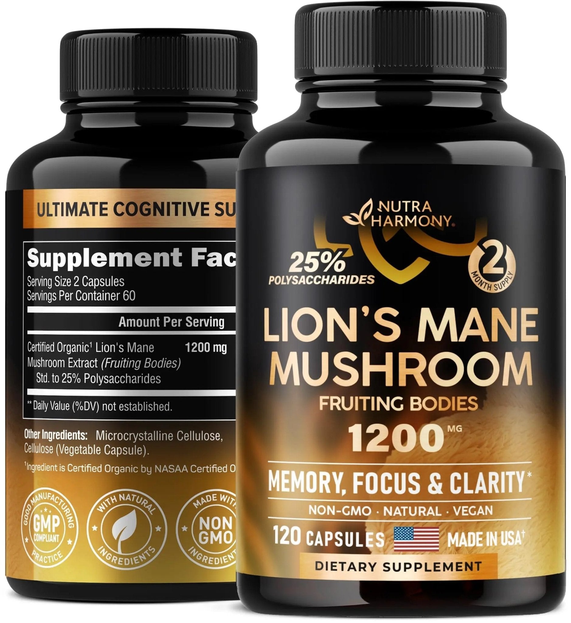 Organic Lions Mane - Certified Mushroom Supplement - Made in USA - Fruiting Bodies - TrustMedUSA