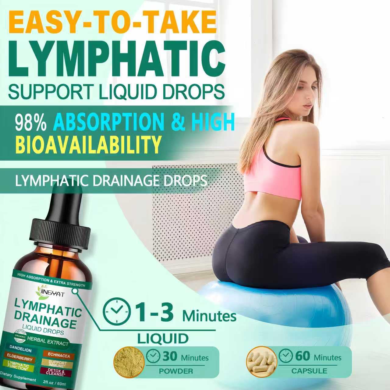Organic Lymphatic Drainage Drops | 17-in-1 Lymphatic Drainage Supplement | Echinacea,Elderberry,Dandelion | High Absorption Liposomal Lymphatic Drainage for Immune Support,Lymph Cleanse&Detox,2 fl oz - Maple Wellness Supplements