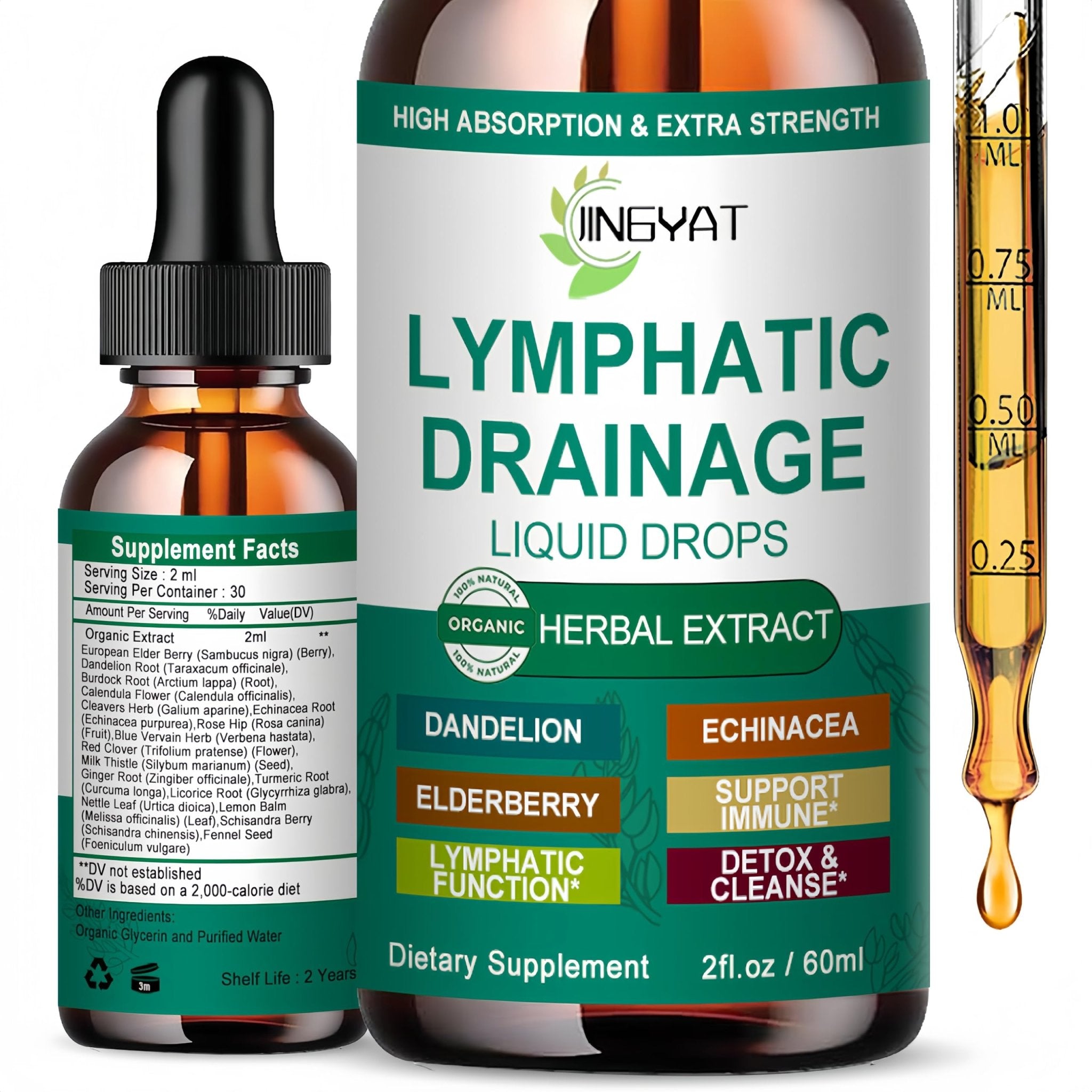 Organic Lymphatic Drainage Drops | 17-in-1 Lymphatic Drainage Supplement | Echinacea,Elderberry,Dandelion | High Absorption Liposomal Lymphatic Drainage for Immune Support,Lymph Cleanse&Detox,2 fl oz - Maple Wellness Supplements