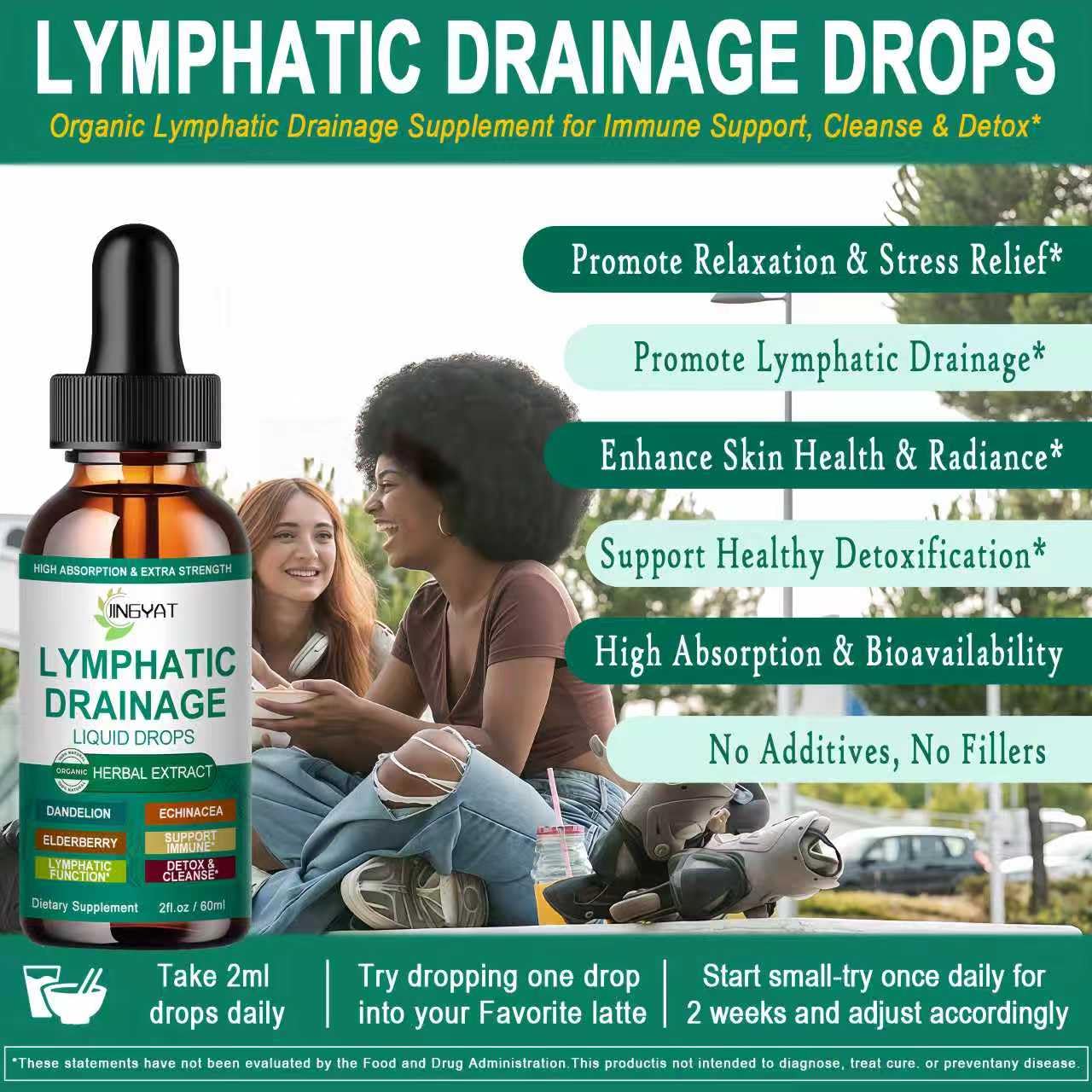 Organic Lymphatic Drainage Drops | 17-in-1 Lymphatic Drainage Supplement | Echinacea,Elderberry,Dandelion | High Absorption Liposomal Lymphatic Drainage for Immune Support,Lymph Cleanse&Detox,2 fl oz - Maple Wellness Supplements