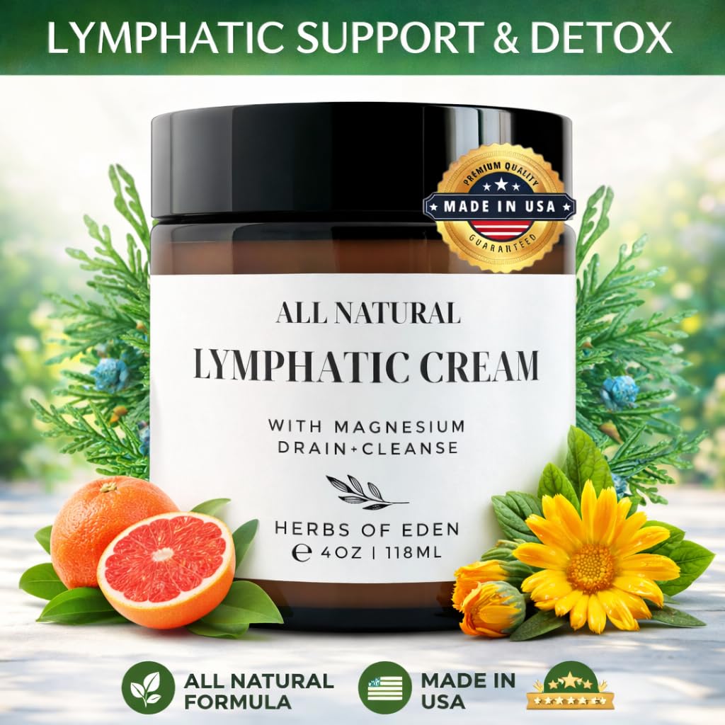 Organic Lymphatic Massage Cream with Magnesium – Natural Topical Cream | Stimulate Lymph Fluid | Family Owned, Made in USA - TrustMedUSA