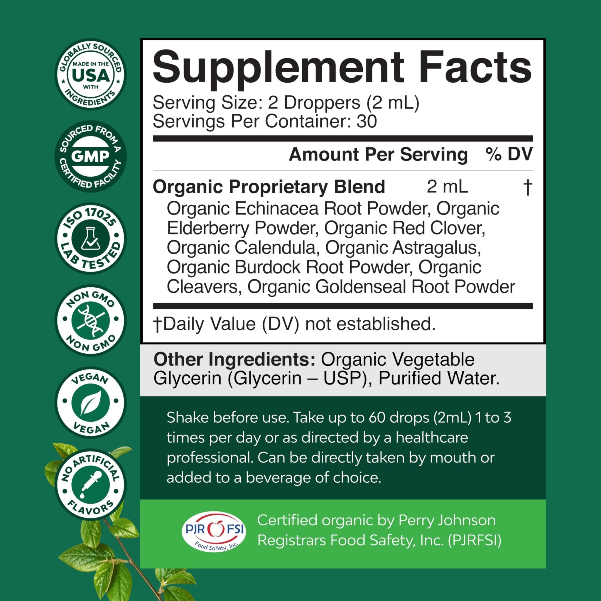 Organic Lymphatic Support Drainage Drops - Herbal Lymphatic Cleanse and Immune Support Supplement with Organic Echinacea Goldenseal & Red Clover Extract - Vegan Non GMO and Alcohol Free - 2 Fl Oz - Maple Wellness Supplements