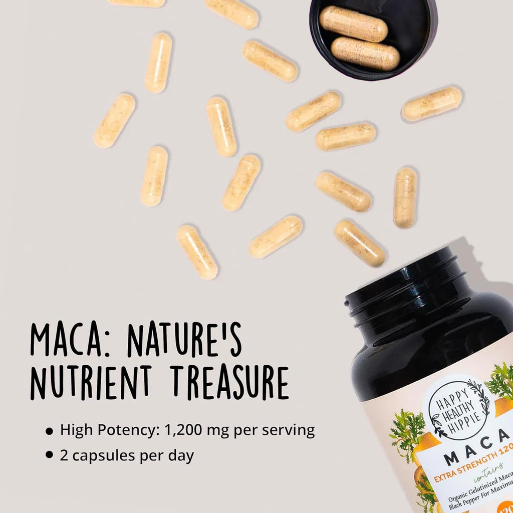 Organic Maca Root Capsules 1200 mg – Libido Booster for Women Fast Acting & Potent | Female Maca Supplement | Energy Pills from Peru | Includes Black Pepper for High Absorption | Vegan, 120 Ct - TrustMedUSA