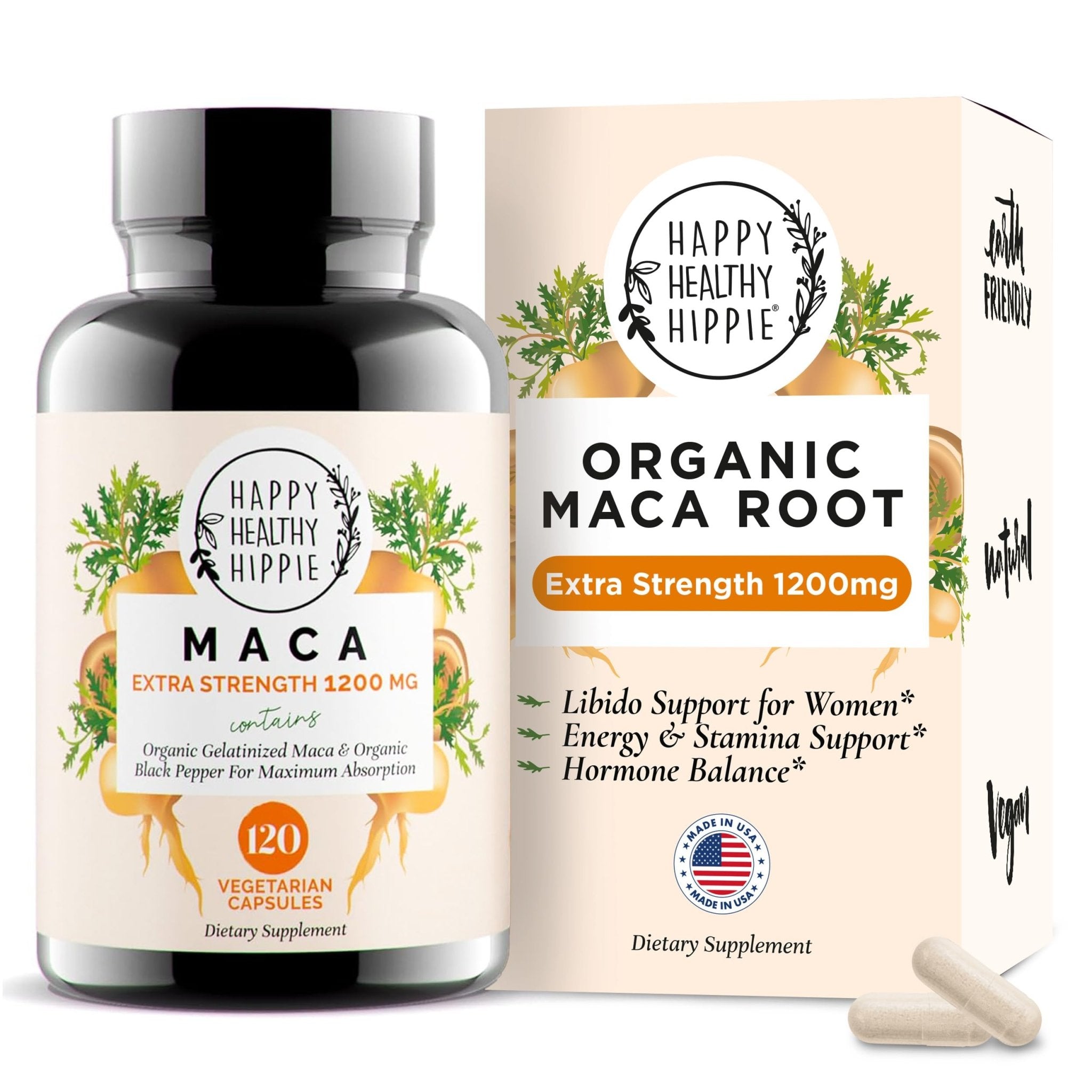 Organic Maca Root Capsules 1200 mg – Libido Booster for Women Fast Acting & Potent | Female Maca Supplement | Energy Pills from Peru | Includes Black Pepper for High Absorption | Vegan, 120 Ct - TrustMedUSA