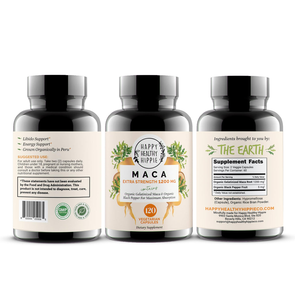 Organic Maca Root Capsules 1200 mg – Libido Booster for Women Fast Acting & Potent | Female Maca Supplement | Energy Pills from Peru | Includes Black Pepper for High Absorption | Vegan, 120 Ct - TrustMedUSA