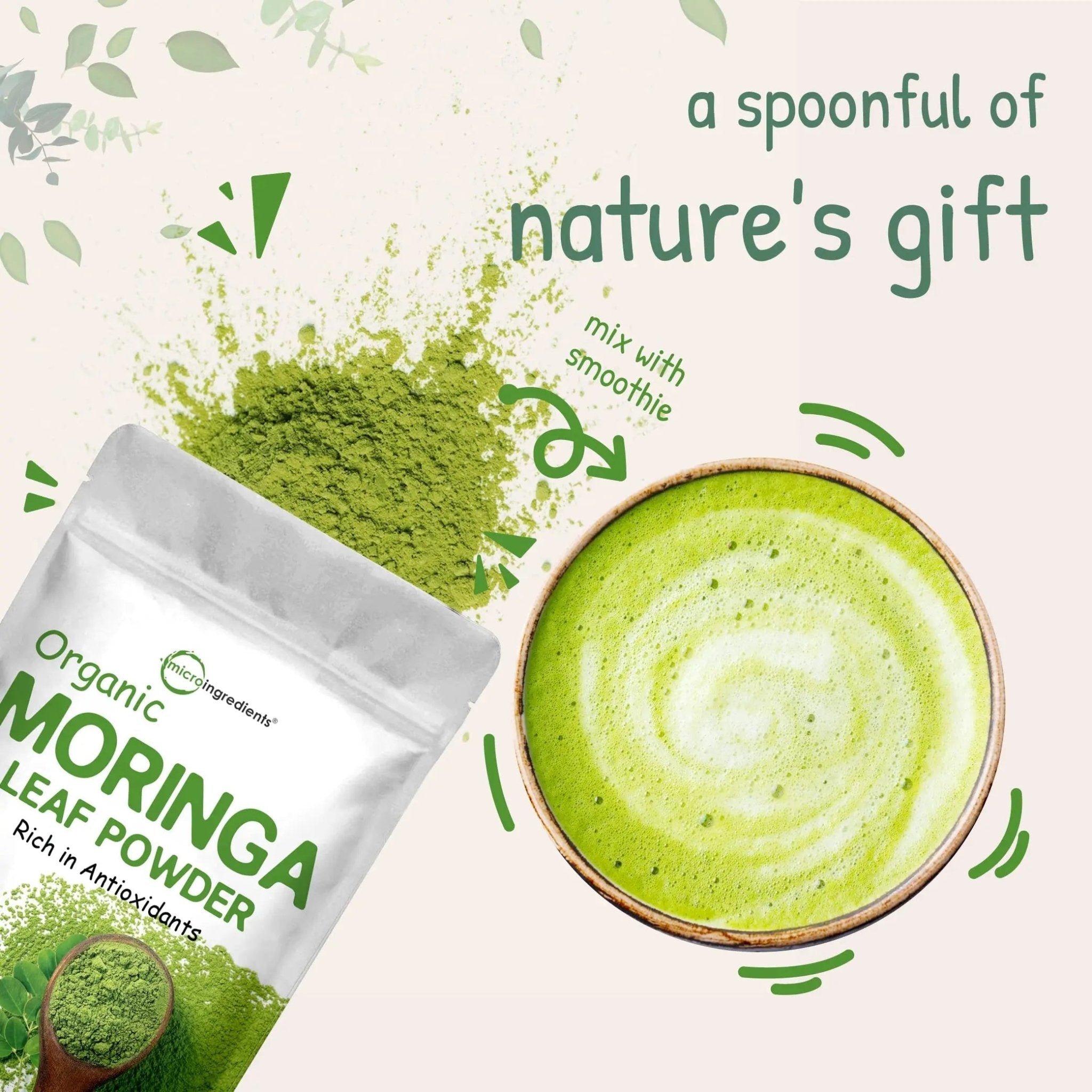 Organic Moringa Oleifera Leaf Powder for Hair, 2 Pounds, Rich in Antioxidants and Immune - TrustMedUSA