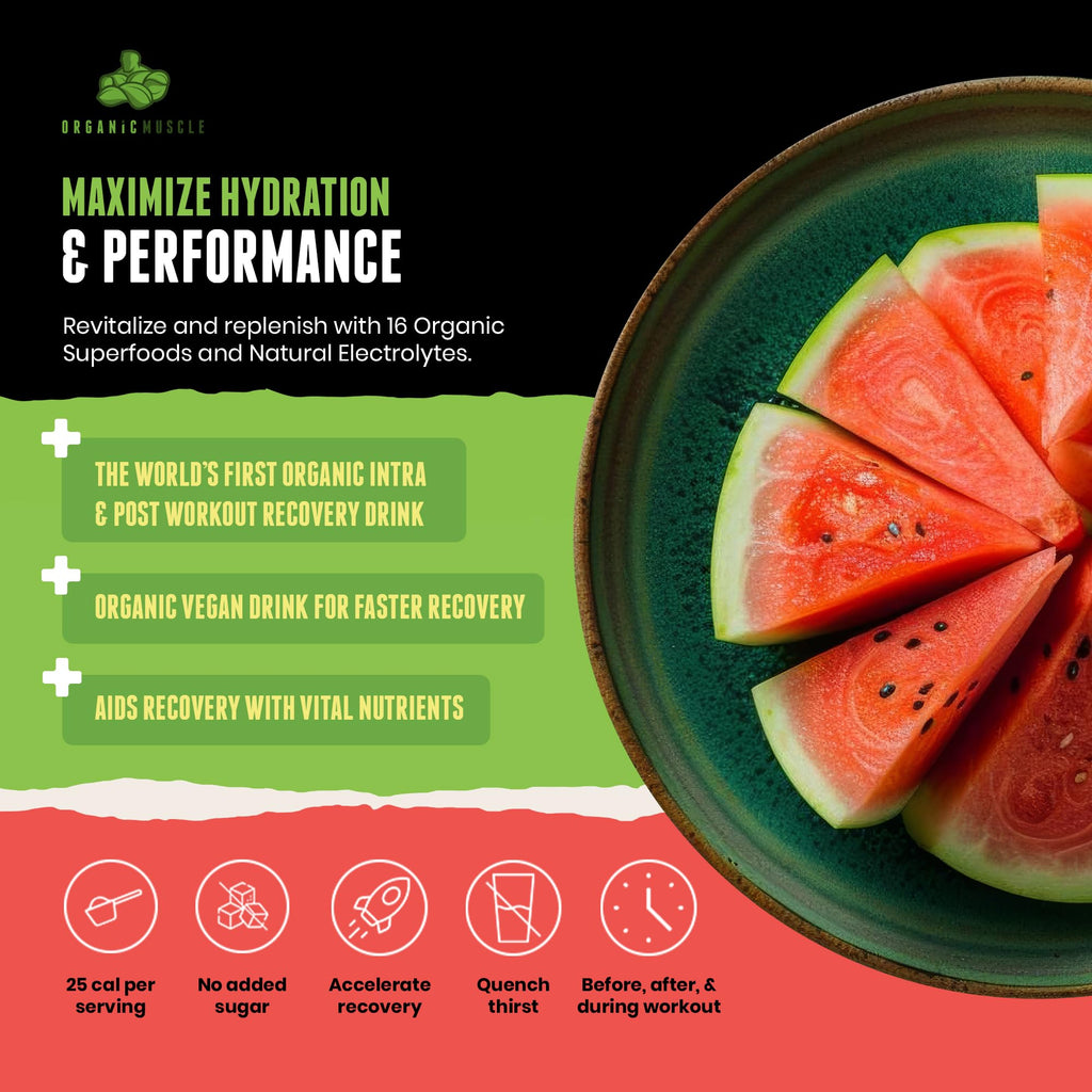 Organic Muscle Hydrator | Natural Electrolyte Powder for Peak Performance & Recovery - Watermelon Flavor, 20 Servings - TrustMedUSA