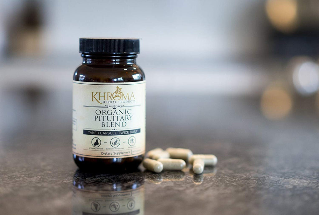 Organic Pituitary Blend - 60 Vegan Capsules in a Glass Bottle - for Maximum Pituitary Support - by Khroma Herbs - TrustMedUSA