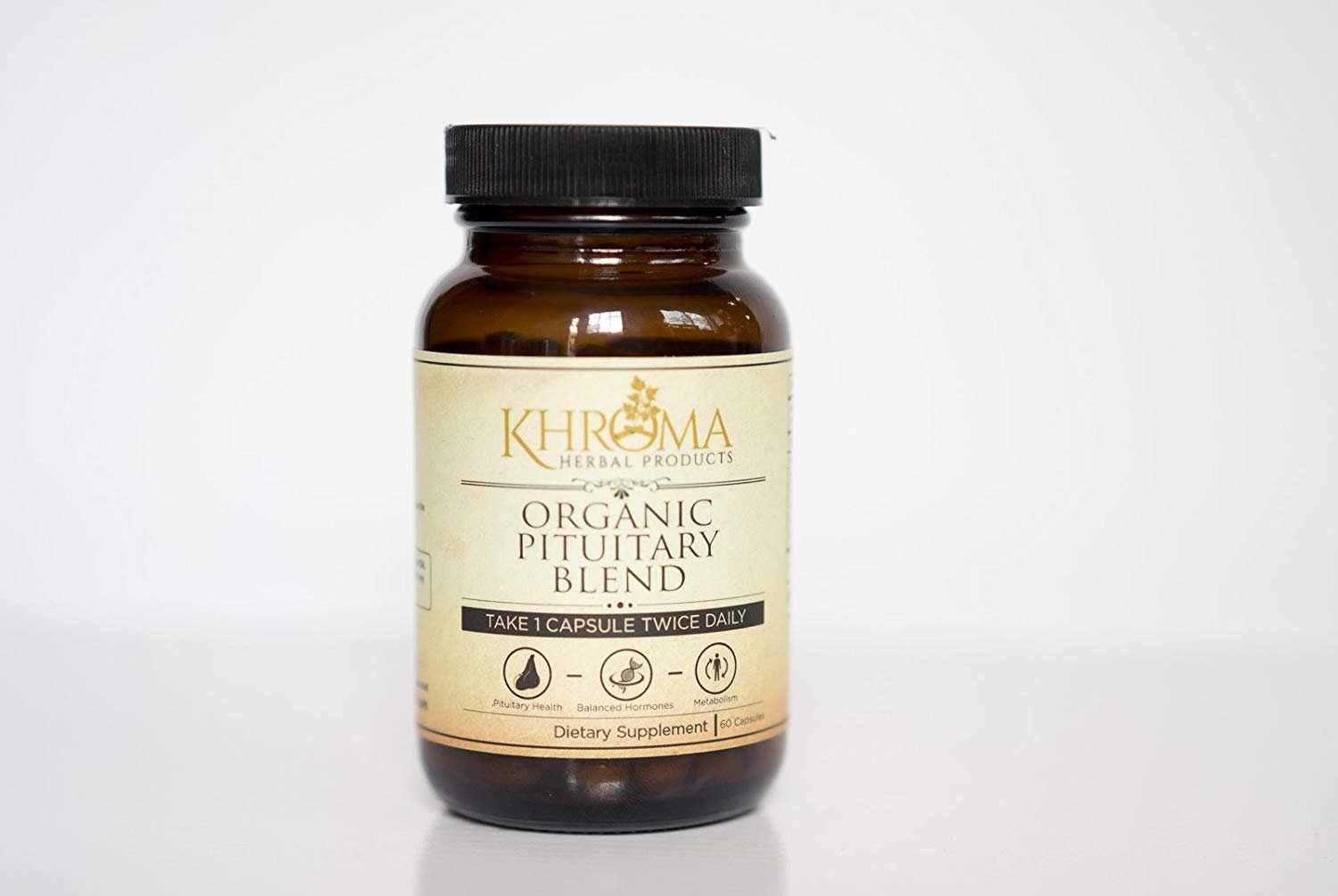 Organic Pituitary Blend - 60 Vegan Capsules in a Glass Bottle - for Maximum Pituitary Support - by Khroma Herbs - TrustMedUSA