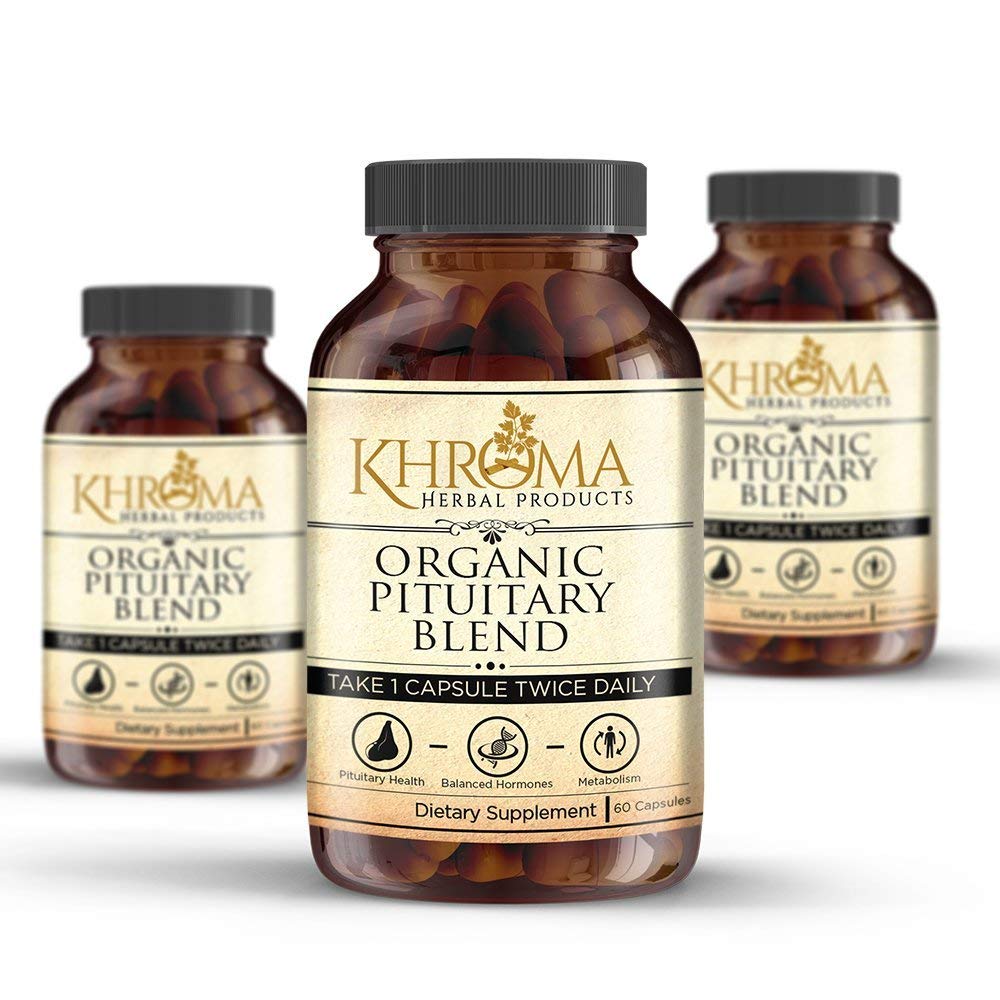 Organic Pituitary Blend - 60 Vegan Capsules in a Glass Bottle - for Maximum Pituitary Support - by Khroma Herbs - TrustMedUSA
