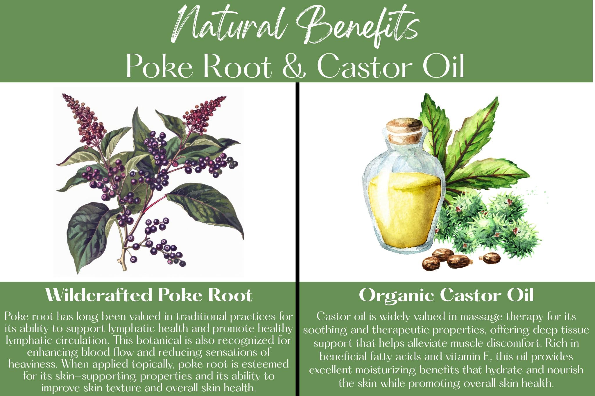 Organic Poke Root Castor Oil Salve | Vegan Lymphatic Support | Enriched with Essential Oils | Cysts, Boils, Fibroids, Swollen Lymph Nodes, Breast & Joint (1oz, Lilac) - TrustMedUSA