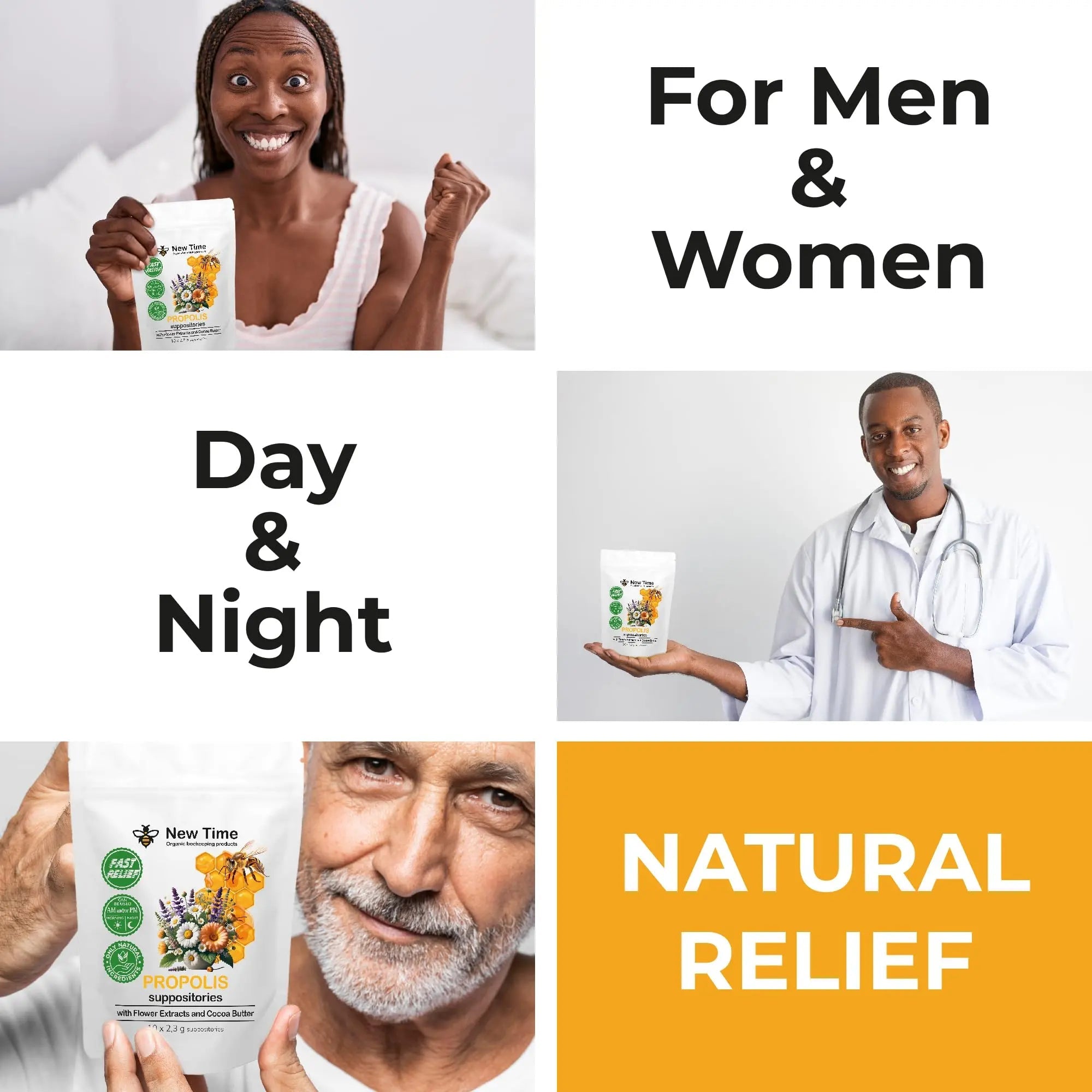Organic Propolis Comfort Suppositories for Men, Women - Natural Bee & Botanical Formula, Gentle Daily Care 10 Count - TrustMedUSA