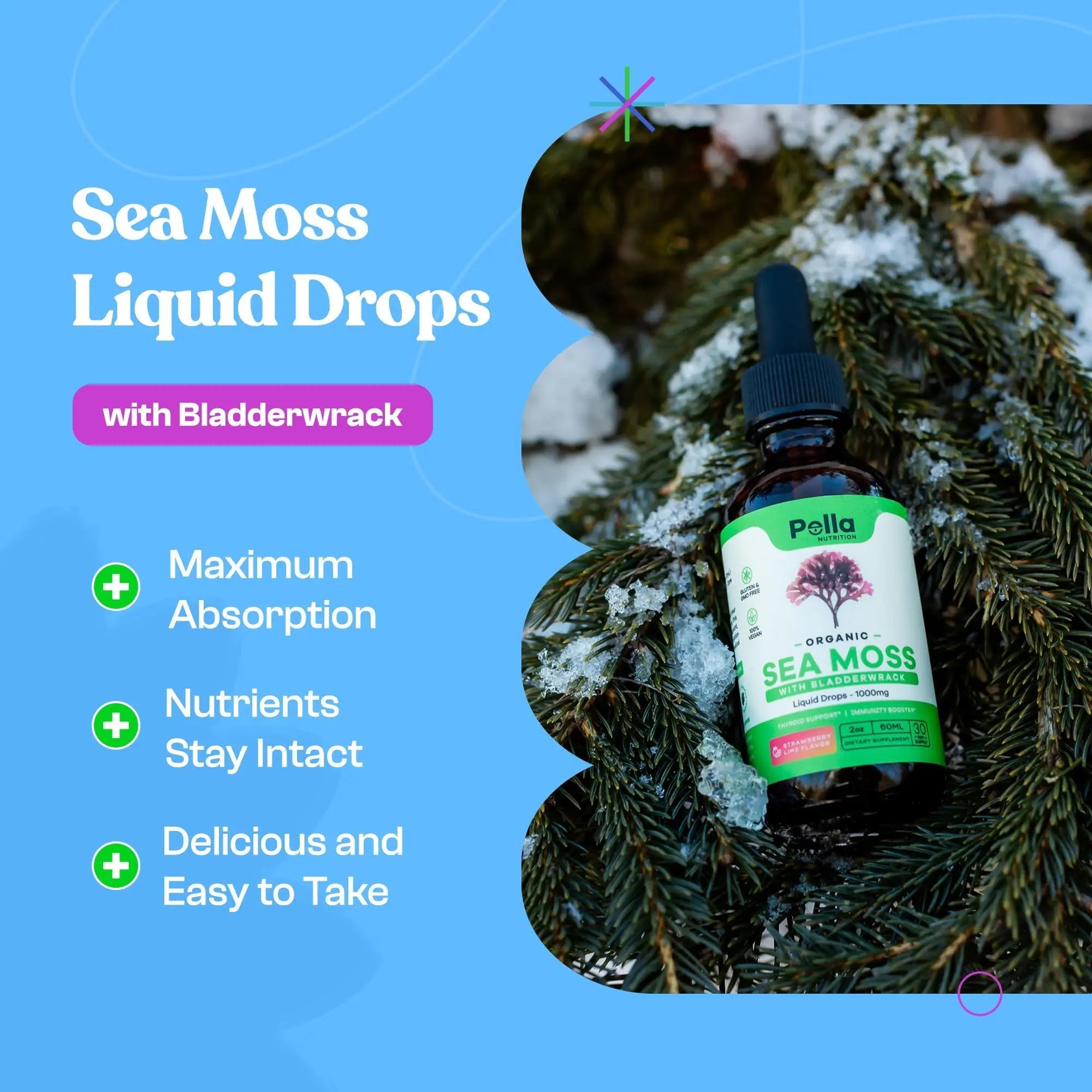 Organic Sea Moss Drops - 1000mg Irish Sea Moss - 4X Stronger than Sea Moss Gel - TrustMedUSA