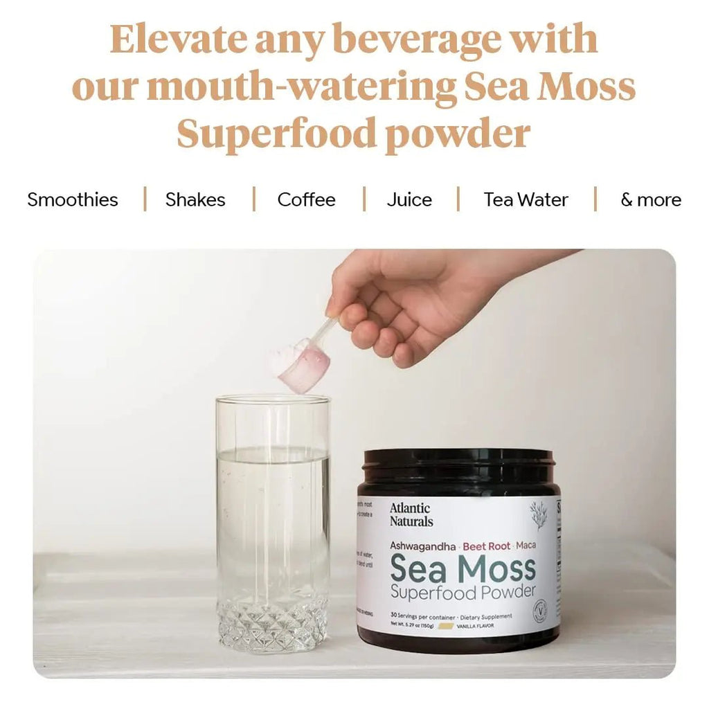 Organic Sea Moss Superfood Powder with Ashwagandha, Beet Root, and Maca - TrustMedUSA