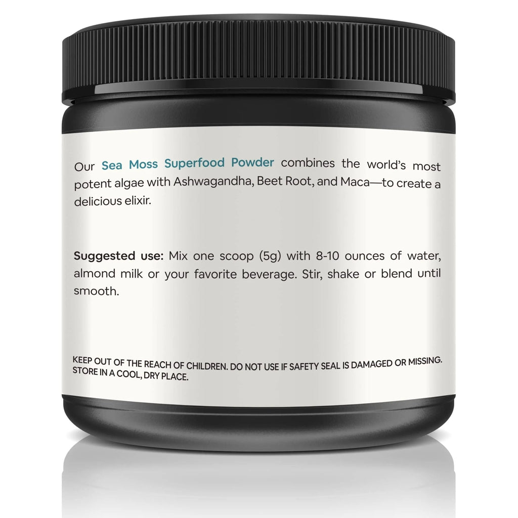 Organic Sea Moss Superfood Powder with Ashwagandha, Beet Root, and Maca - TrustMedUSA