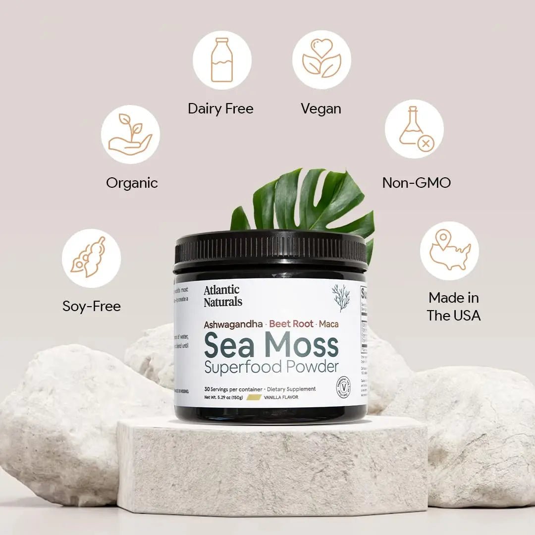 Organic Sea Moss Superfood Powder with Ashwagandha, Beet Root, and Maca - TrustMedUSA