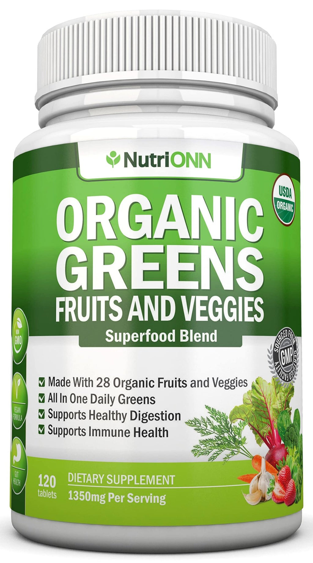 Organic Super Greens Capsules - Fruit And Vegetable Supplements - 120 Count - 28 USDA Organic & Vegan Premium Ingredients - Superfood Blend For Immune Health, Digestion & Energy - Whole Food Vitamins - TrustMedUSA