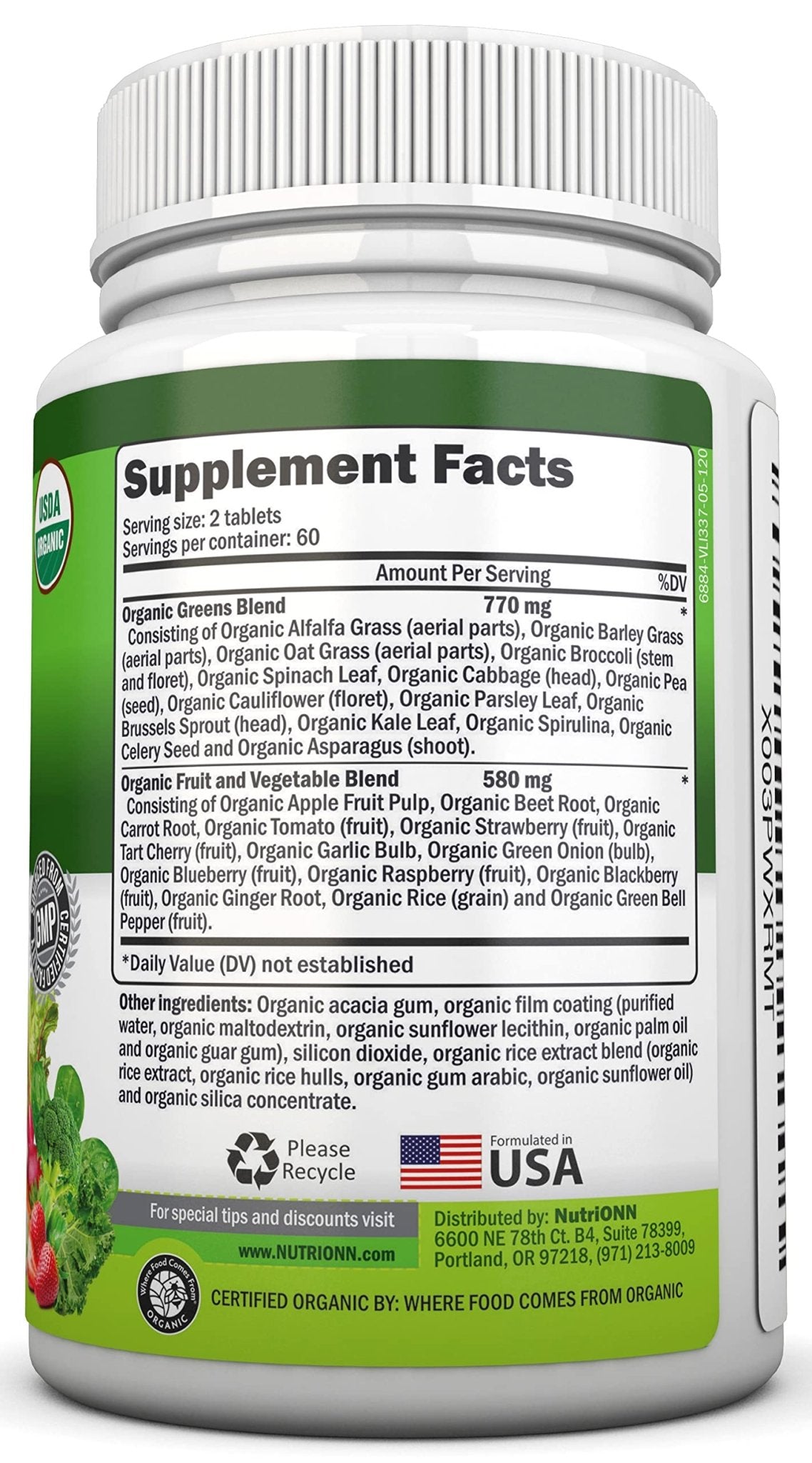 Organic Super Greens Capsules - Fruit And Vegetable Supplements - 120 Count - 28 USDA Organic & Vegan Premium Ingredients - Superfood Blend For Immune Health, Digestion & Energy - Whole Food Vitamins - TrustMedUSA
