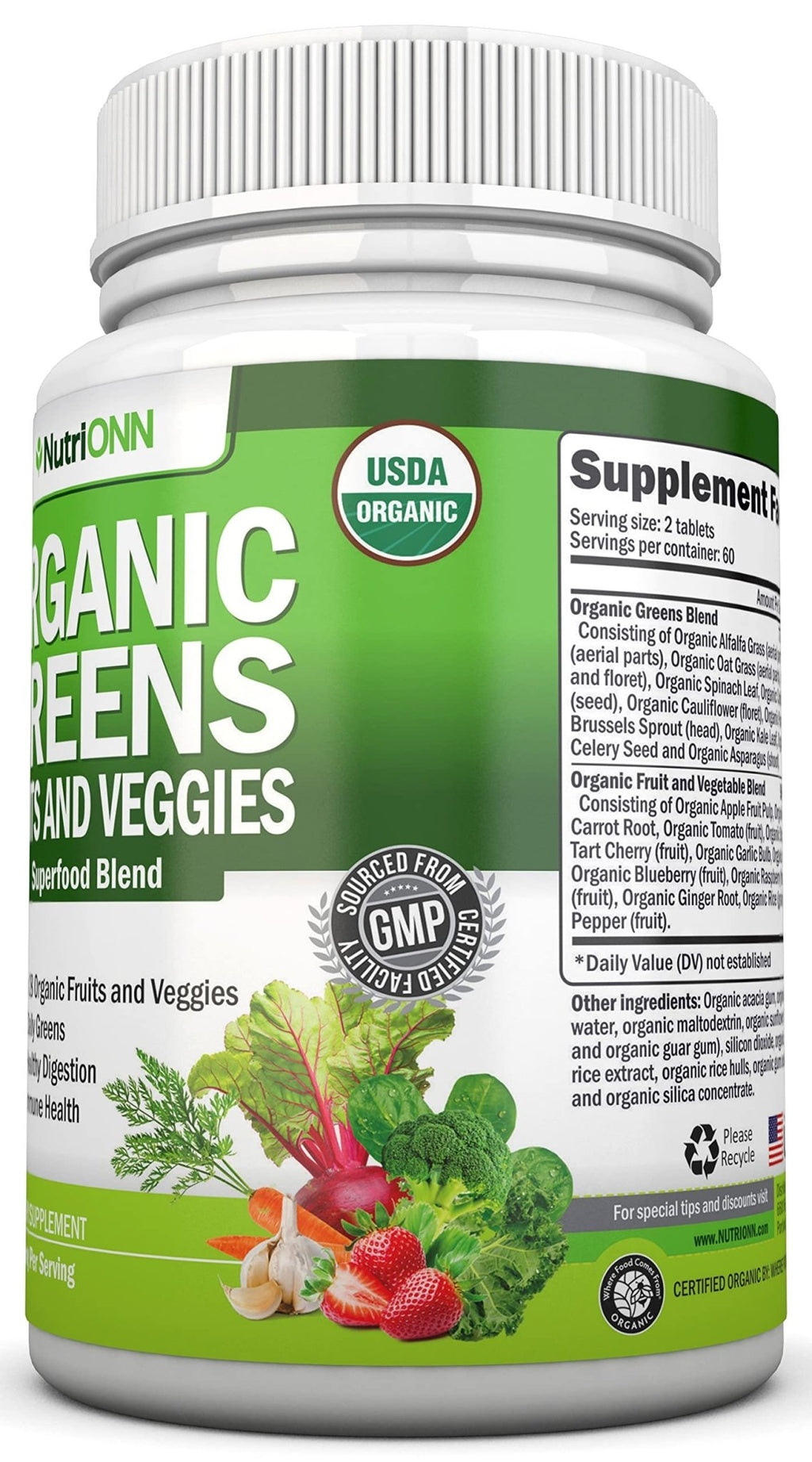 Organic Super Greens Capsules - Fruit And Vegetable Supplements - 120 Count - 28 USDA Organic & Vegan Premium Ingredients - Superfood Blend For Immune Health, Digestion & Energy - Whole Food Vitamins - TrustMedUSA
