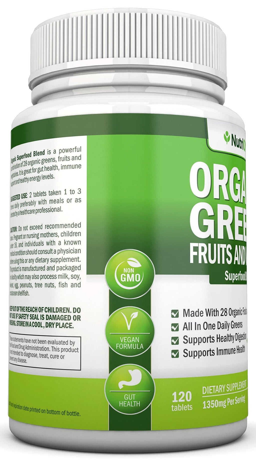 Organic Super Greens Capsules - Fruit And Vegetable Supplements - 120 Count - 28 USDA Organic & Vegan Premium Ingredients - Superfood Blend For Immune Health, Digestion & Energy - Whole Food Vitamins - TrustMedUSA