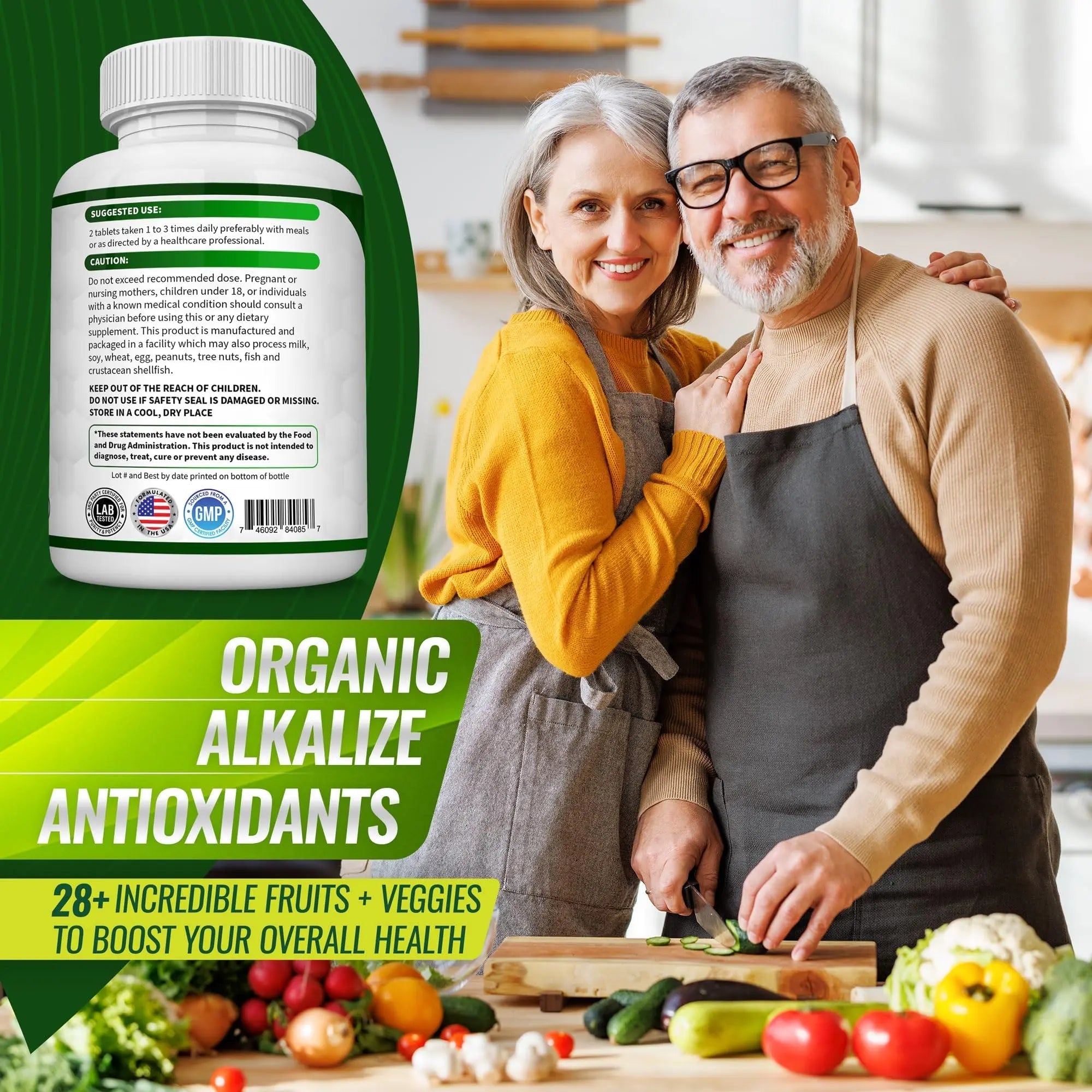 Organic Super Greens Capsules Superfood Fruit Veggie Supplement - 28 Powerful Natural - TrustMedUSA