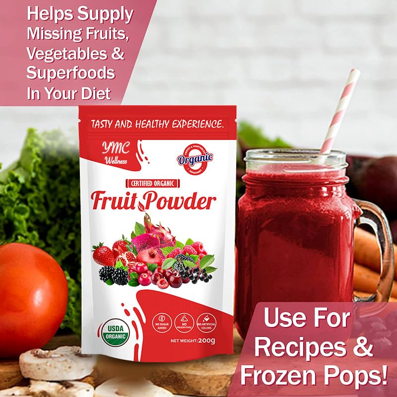 Organic Superfood Fruit Powder Smoothie & Juice mix - Antioxidants Rich Nutrients. Digestive Health, Weight Management, Immune Boosting, Energy boosting, Vitality, Vegan, Non- GMO, Gluten Free, Vegan. - TrustMedUSA