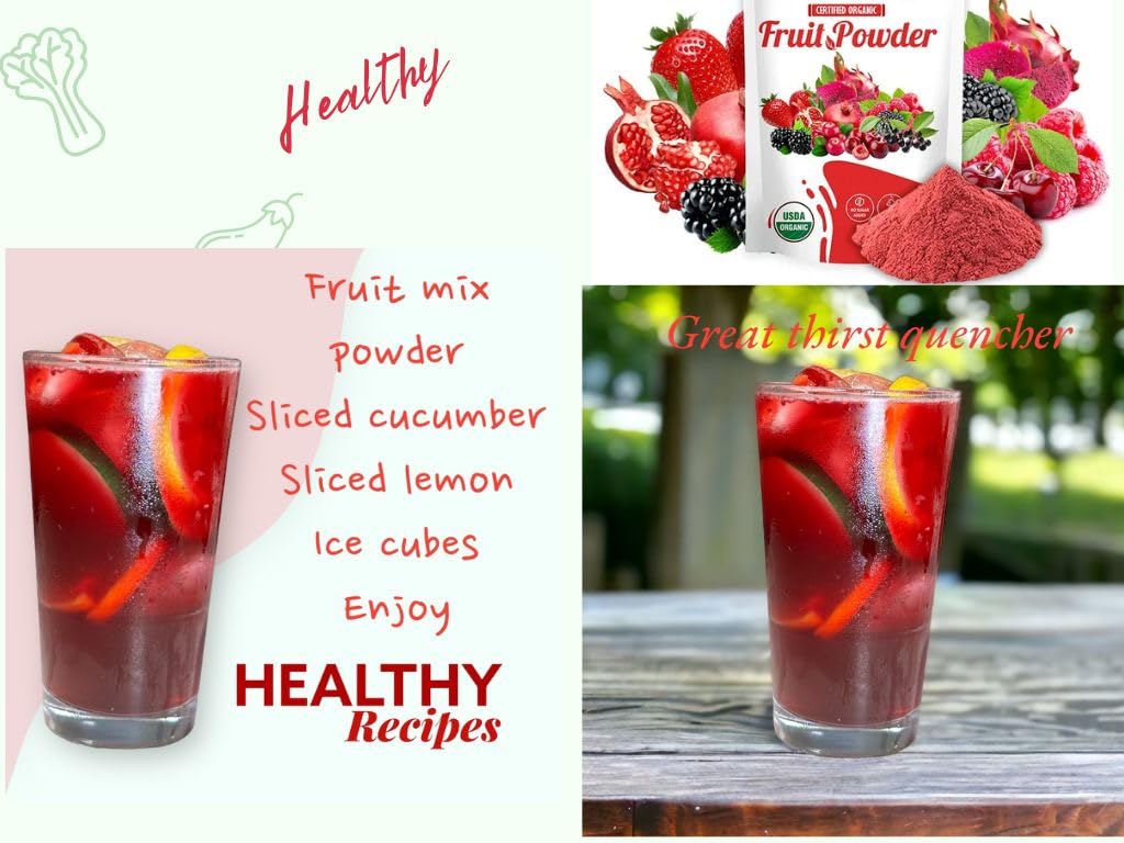 Organic Superfood Fruit Powder Smoothie & Juice mix - Antioxidants Rich Nutrients. Digestive Health, Weight Management, Immune Boosting, Energy boosting, Vitality, Vegan, Non- GMO, Gluten Free, Vegan. - TrustMedUSA