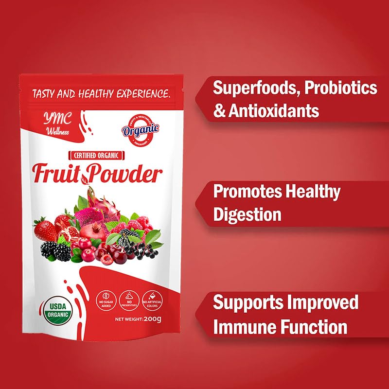 Organic Superfood Fruit Powder Smoothie & Juice mix - Antioxidants Rich Nutrients. Digestive Health, Weight Management, Immune Boosting, Energy boosting, Vitality, Vegan, Non- GMO, Gluten Free, Vegan. - TrustMedUSA