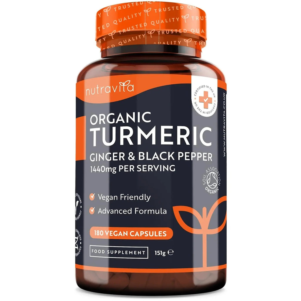 Organic Turmeric 1440mg (High Strength) with Black Pepper & Ginger - 180 Vegan Turmeric - TrustMedUSA