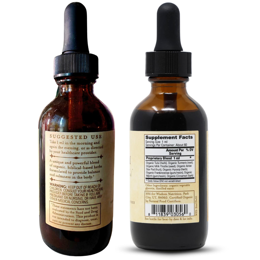 Organic Turmeric, Frankincense and Myrrh – Herbal Supplement Blend for Energy, Detox, Focus, Immunity & Stress – Non-GMO Vegan Tonic with Milk Thistle – Wisdom Bible Based Blend – 2oz Liquid Drops - TrustMedUSA