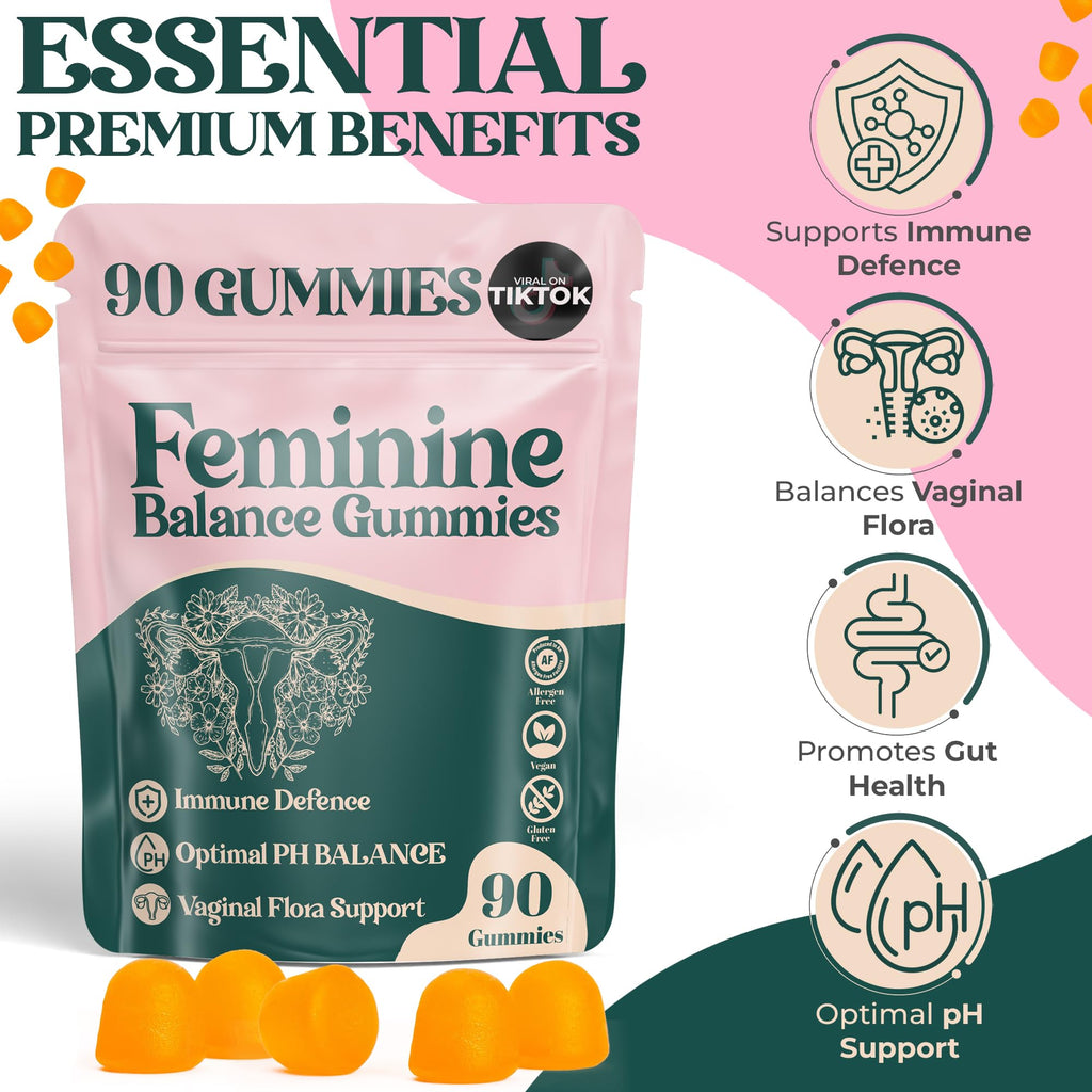 ORGANIC UPLIFT Premium Feminine Balance Gummies - for Women’s Health & Wellness - Immune Support - Vegan, Gluten-Free - Hawaiian Pineapple - 90 Gummies - 45 Servings - TrustMedUSA