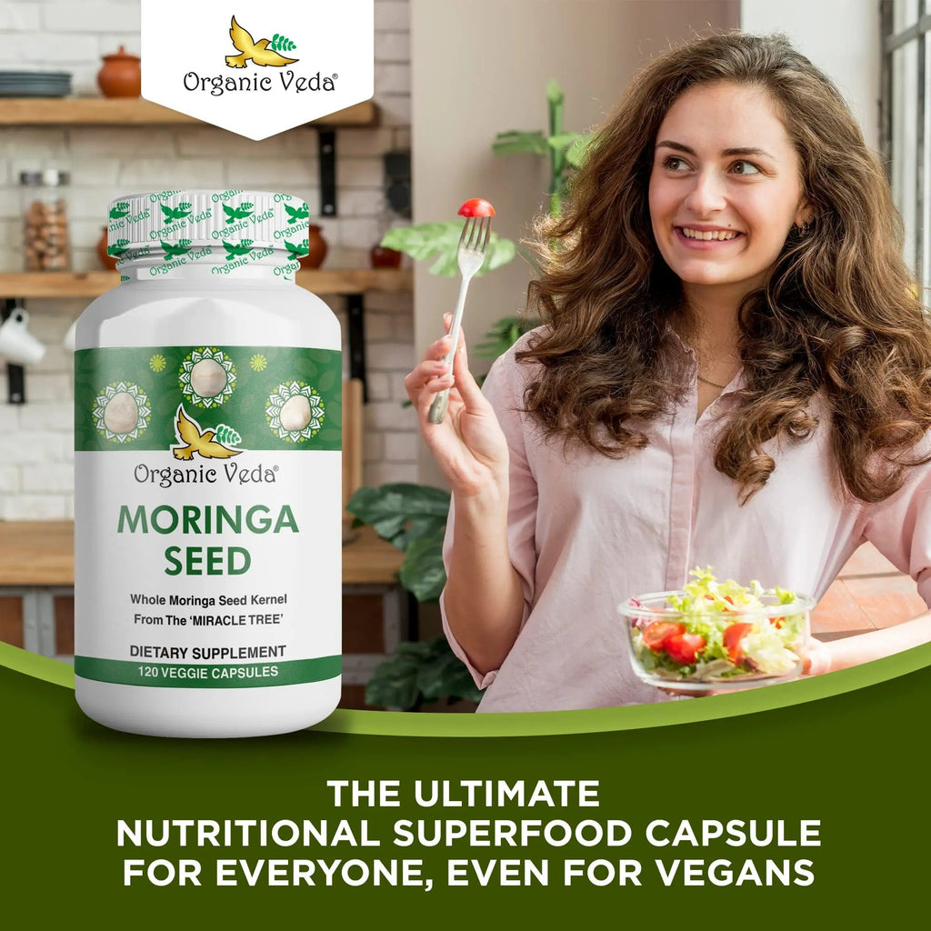 Organic Veda Moringa Seed Capsules - Pure Organic Moringa Capsules Seed Powder - TrustMedUSA