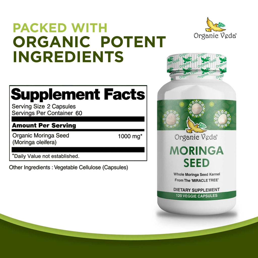 Organic Veda Moringa Seed Capsules - Pure Organic Moringa Capsules Seed Powder - TrustMedUSA