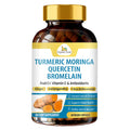 Organic Veda Turmeric Moringa Quercetin with Bromelain Capsules - Fruit C+ Vitamin C Antioxidants Immune System & Respiratory Supplement - Ashwagandha, Ginger, Citrus Bioflavonoids, 60 Vegan Capsule - TrustMedUSA