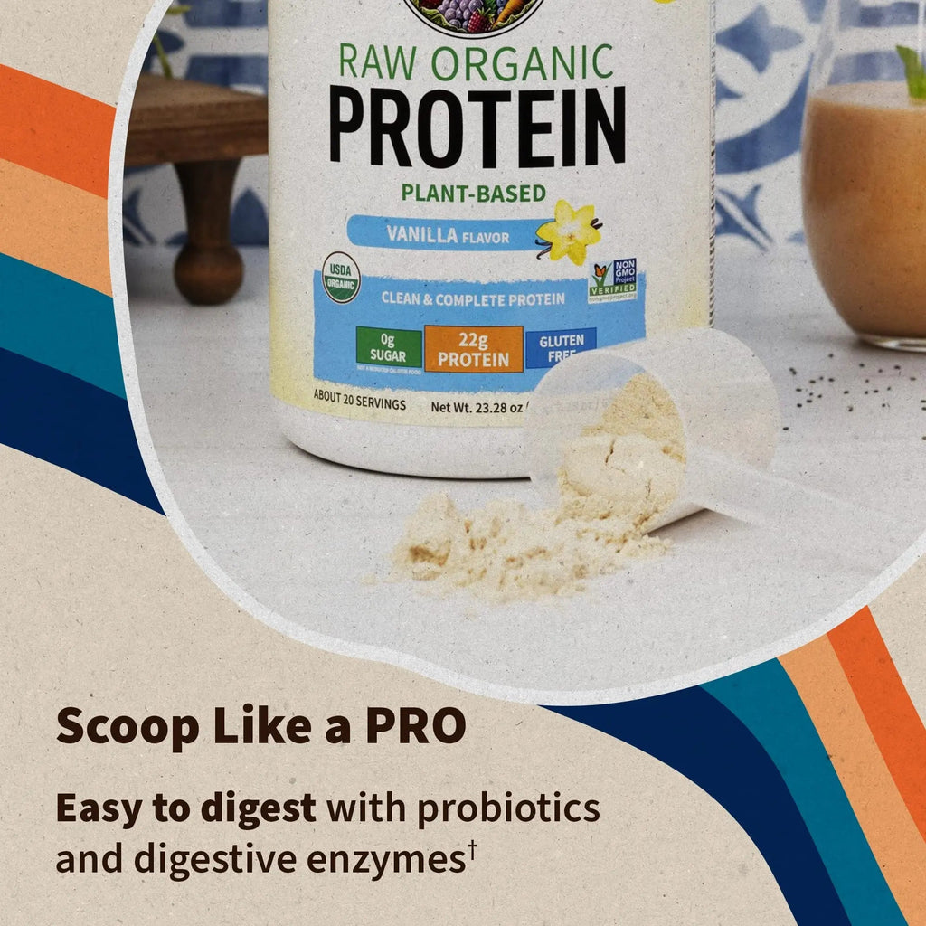 Organic Vegan Vanilla Protein Powder - Garden of Life – 22g Complete Plant Based Raw - TrustMedUSA